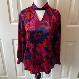 Julie Brown long sleeve floral silk blouse